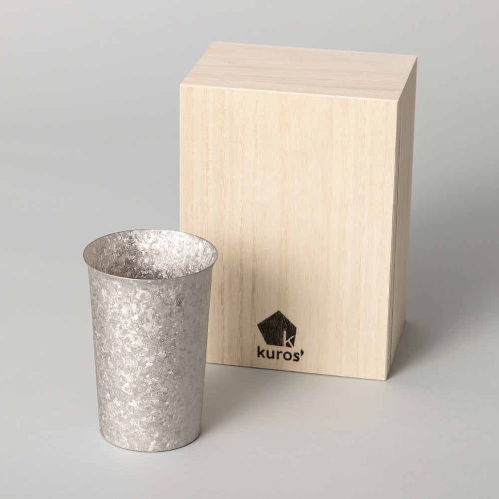 kuros'オリジナル】チタン二重タンブラー 窯創り 広口小 シルバー