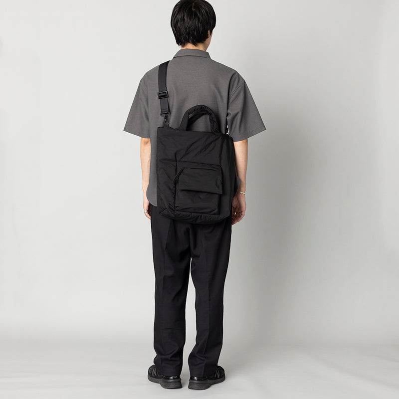 ふかふか塩縮ナイロン 2WAYショルダーバック 黒