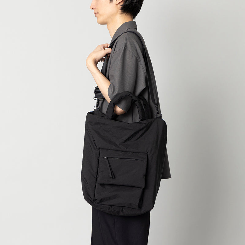 ふかふか塩縮ナイロン 2WAYショルダーバック 黒