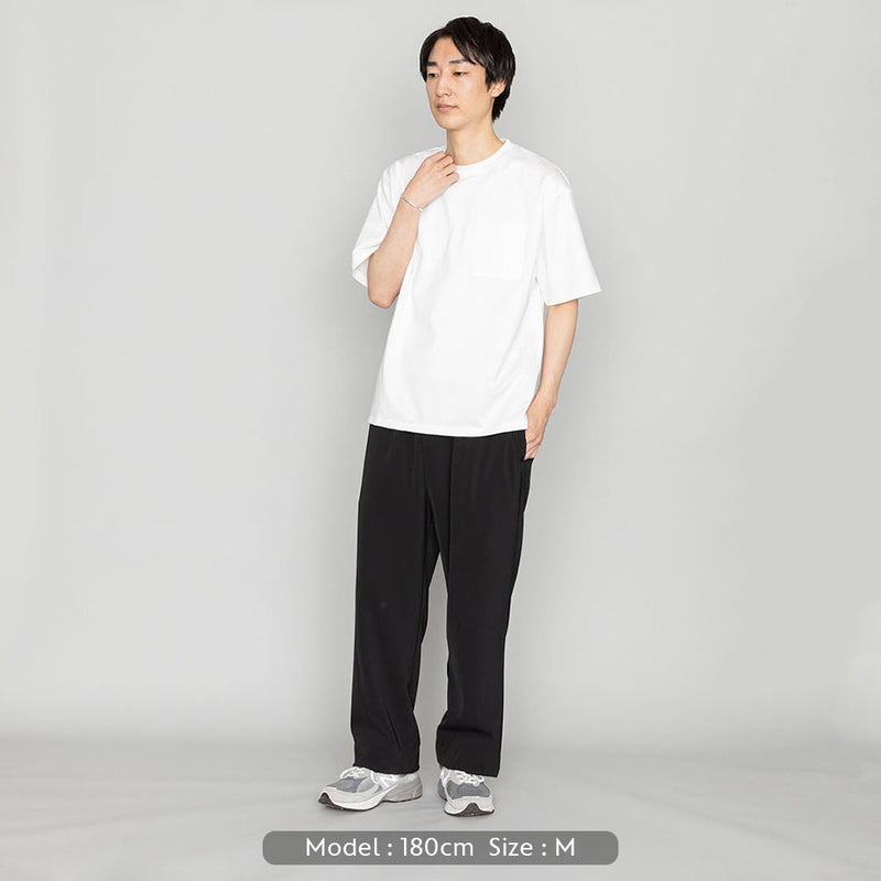 【接触冷感 | ドライタッチ】ポリエステルツイルワイドパンツ  | メンズ 黒