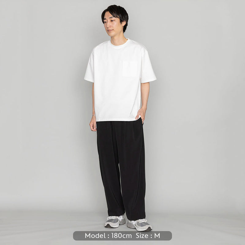 【接触冷感 | ドライタッチ】ポリエステルツイルワイドパンツ  | メンズ 黒
