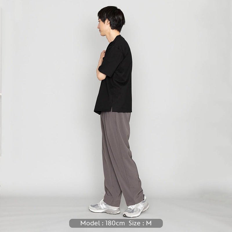 【接触冷感 | ドライタッチ】ツイルワイドパンツ | メンズ チャコールグレー