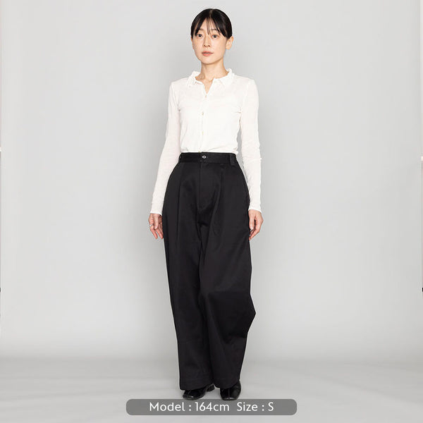 mono-kuros' タックワイドチノパンツ | 綿100％ ユニセックス 黒