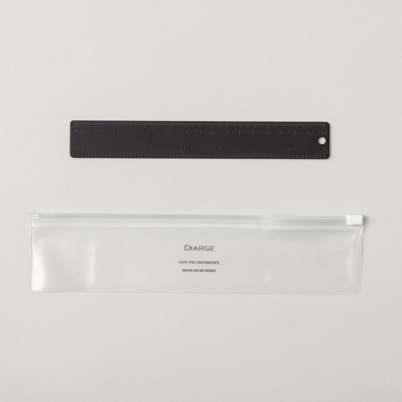 BRASS STRAIGHT RULER 真鍮直線定規 18cm 黒