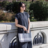《フェア対象》【OJO DE MEX×kuros'別注】Plastico CAGO Tote Chico CROSS LINE シルバー×ホワイト S