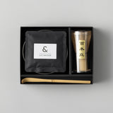 【kuros'オリジナル】抹茶ギフトセット 筒型 黒 抹茶15g付 (箱入り)