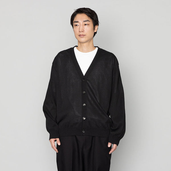 メンズ 和紙ニットカーディガン 黒