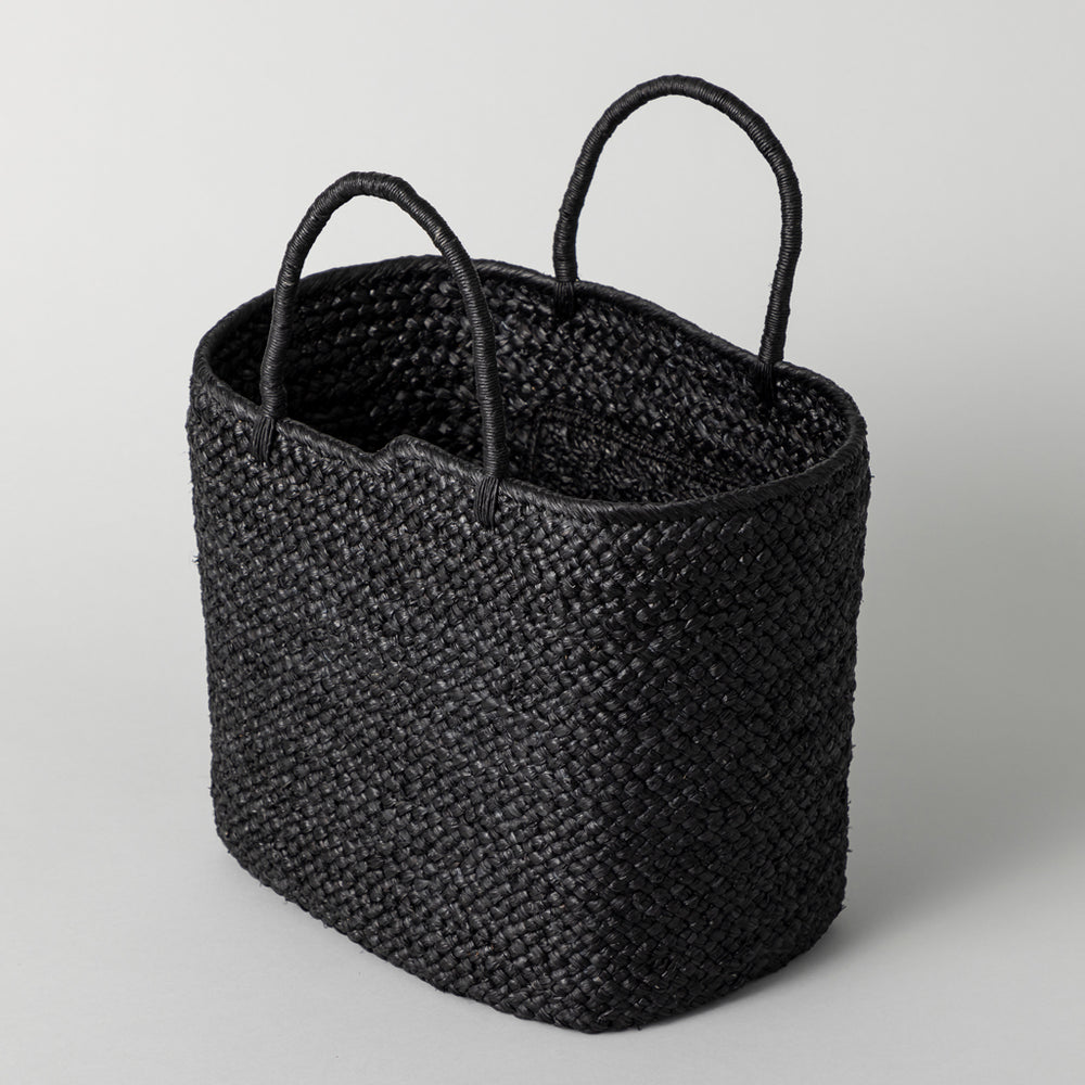 capaf ラフィアミックスバッグ　かご　レザー　黒　ワンショルダー　ハンド 再入荷】ラフィア マルシェ カゴバッグ 黒 M – kuros.style