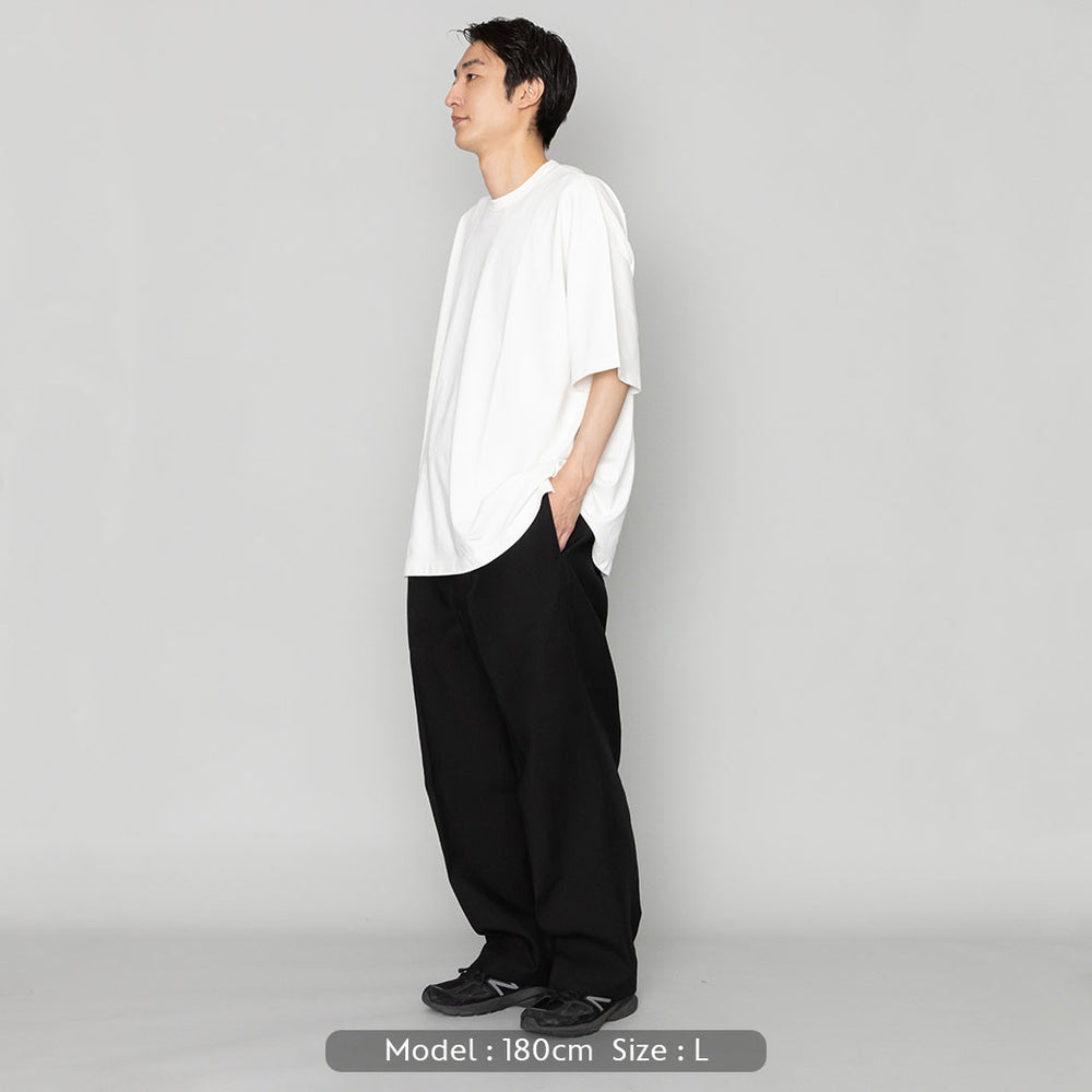 パンツ TechnoWoolNylonWideTaperedTrousersBLACK テンセルテーパードイージーパンツ | サステナブル ドライタッチ
