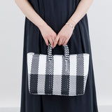 【OJO DE MEX×kuros'別注】Plastico CAGO Tote Chico CHECK ブラック×ホワイト S