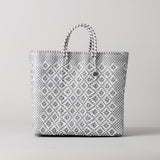 【OJO DE MEX×kuros'別注】Plastico CAGO Tote Regular ROMBO シルバー×ホワイト M