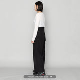 リネンライクハイウエストワイドパンツ | ウォッシャブル レディース 黒
