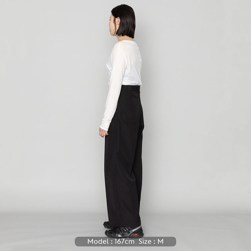 リネンライクハイウエストワイドパンツ | ウォッシャブル レディース 黒