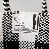 《フェア対象》【OJO DE MEX×kuros'別注】Plastico CAGO Tote Chico CROSS LINE シルバー×ホワイト S