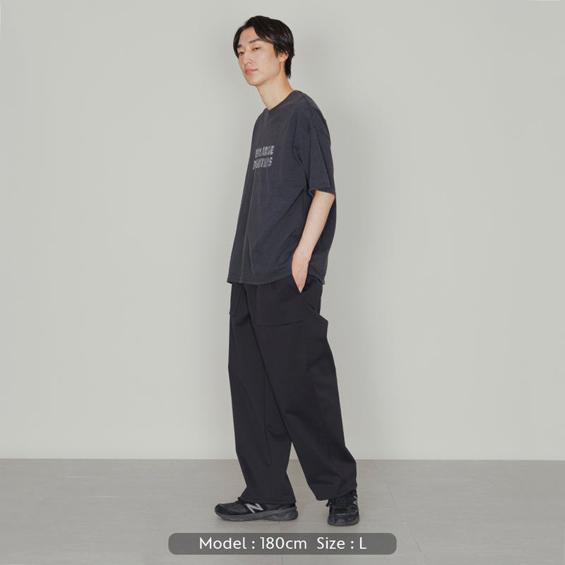 LOGO S/S TEE-BLEACH｜綿100％ ユニセックス 黒