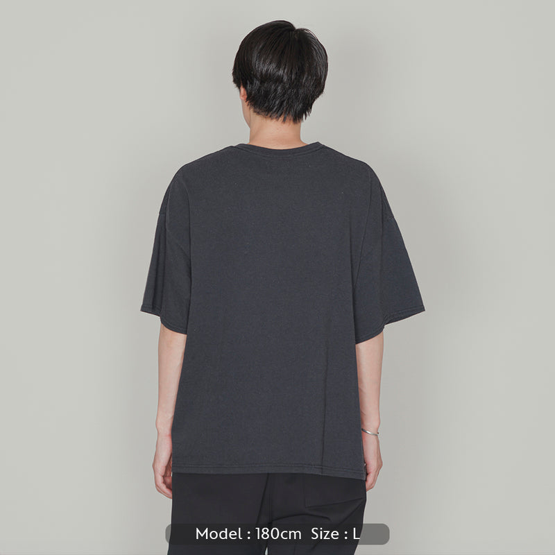 LOGO S/S TEE-BLEACH｜綿100％ ユニセックス 黒