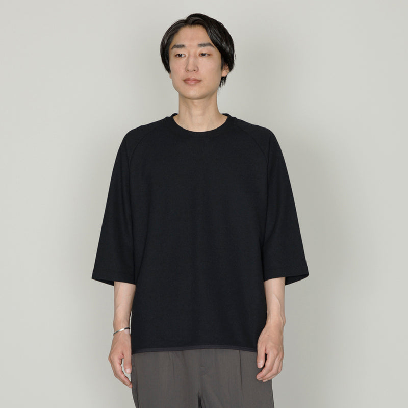 SEED STITCH KNIT TEE｜吸水速乾 ユニセックス  黒