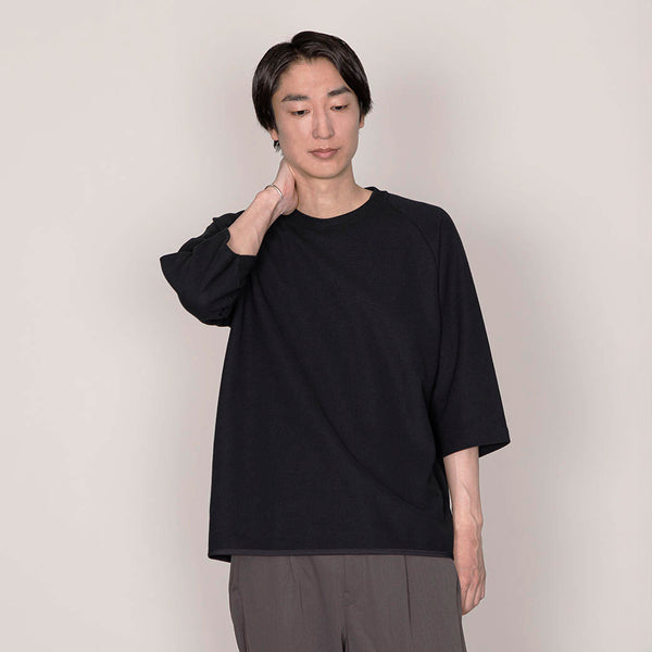 SEED STITCH KNIT TEE｜吸水速乾 ユニセックス  黒