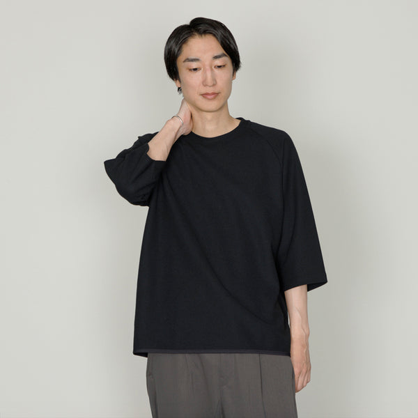 SEED STITCH KNIT TEE｜吸水速乾 ユニセックス  黒