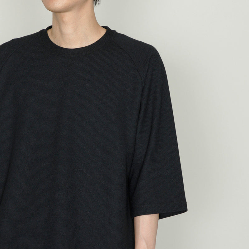 SEED STITCH KNIT TEE｜吸水速乾 ユニセックス  黒