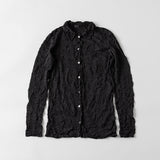ワッシャー加工 和紙ニットシャツ衿カーディガン 黒