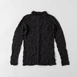 ワッシャー加工 和紙ニットシャツ衿カーディガン 黒