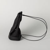 コーデュラメッシュ × レザー 3WAYショルダー　巾着バッグ　黒
