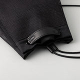 コーデュラメッシュ × レザー 3WAYショルダー　巾着バッグ　黒