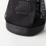 コーデュラメッシュ × レザー 3WAYショルダー　巾着バッグ　黒