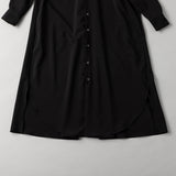 【速乾性・防シワ】ノーカラー シャツワンピース 黒
