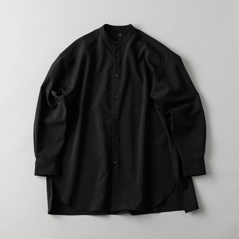 【速乾性・防シワ】ノーカラーシャツ 黒