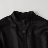オーガニックコットン糸 綿サテン シャツワンピース 黒