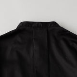 オーガニックコットン糸 綿サテン シャツワンピース 黒