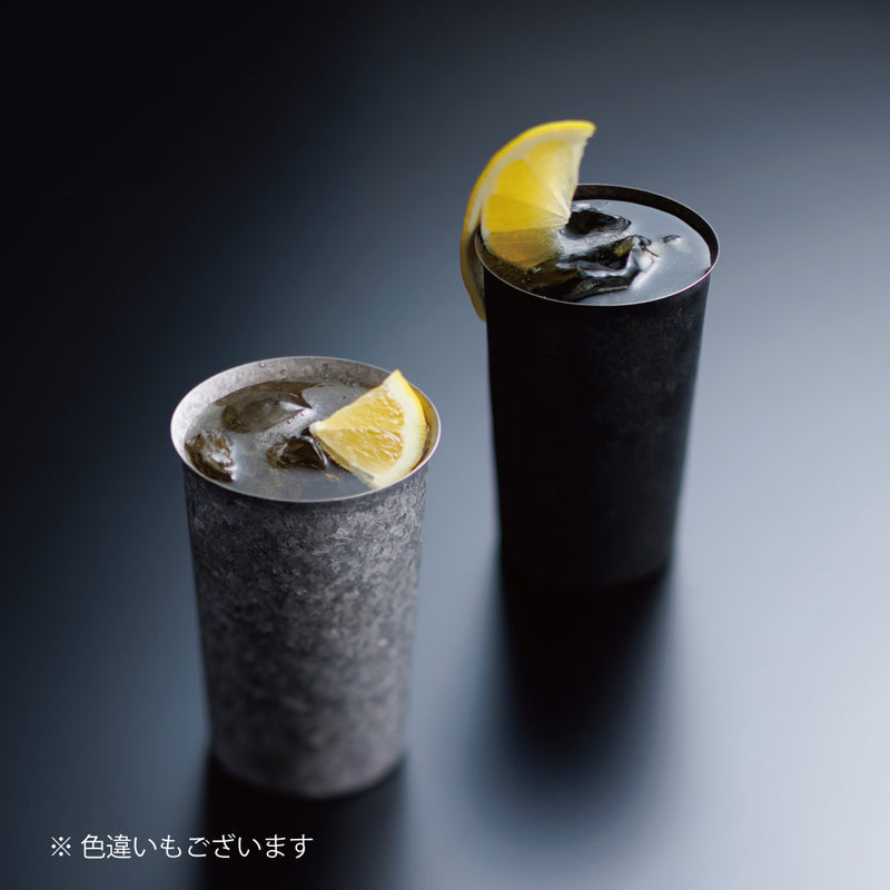【kuros'オリジナル】チタン二重タンブラー GUNMETA 広口小 黒 300ml 桐箱入り
