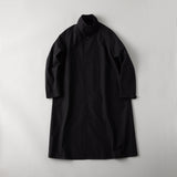 コットン強撚糸 スタンドカラー スプリングコート 黒