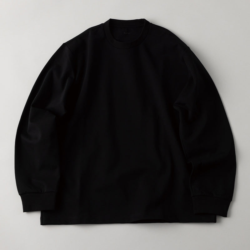 ポンチ スウェットライク ロングスリーブTシャツ 黒