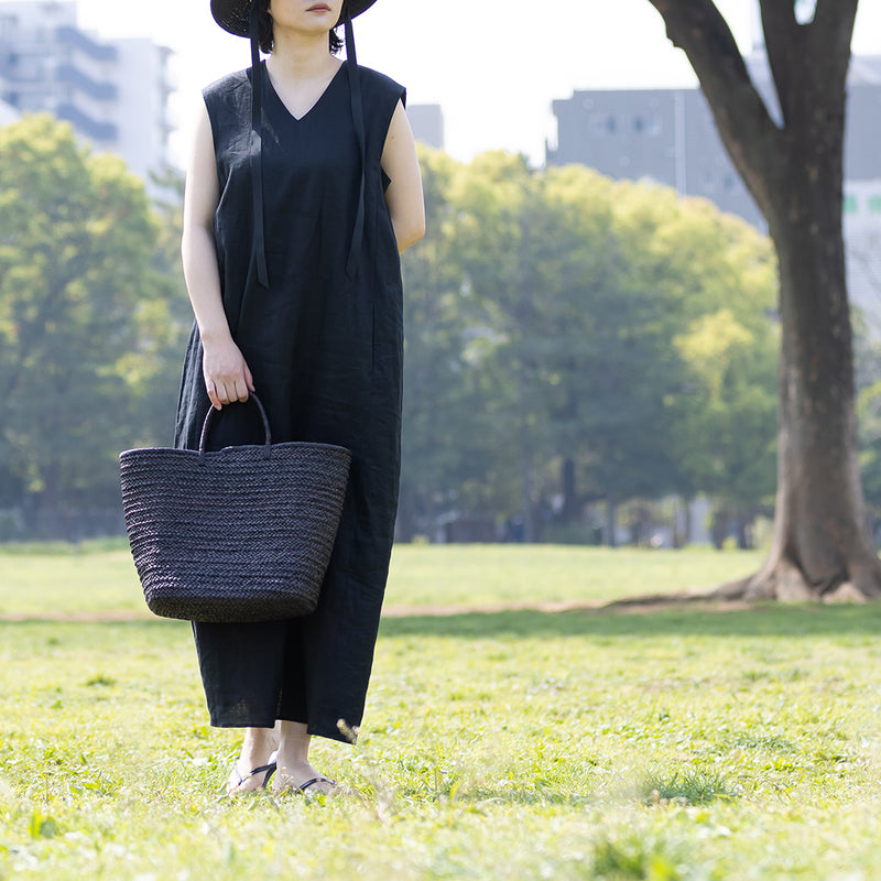 ラフィア マルシェ カゴバッグ 黒 L – kuros.style