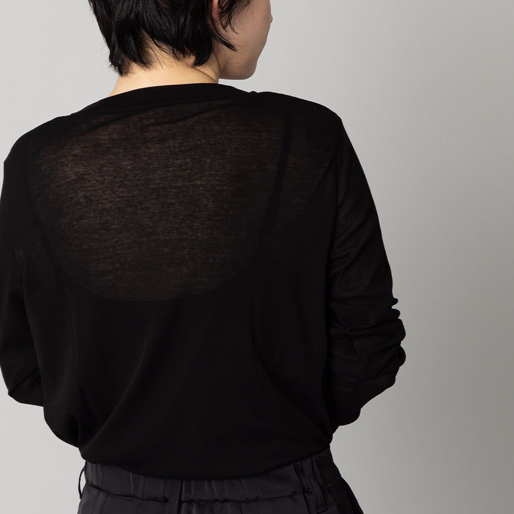 コットン シアー リラックス ロングスリーブTシャツ 黒