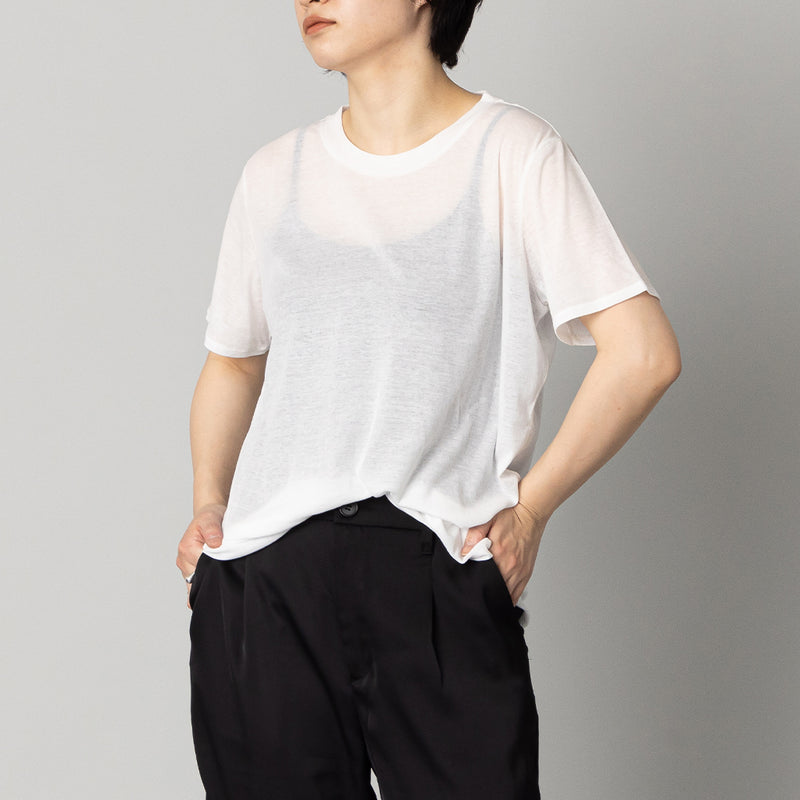 リラックス　Tシャツ　コットン　日本製-　シアー　白